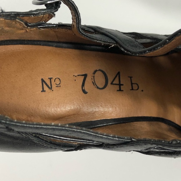 No 704b. Black Leather Platform Side Cage Heels 38 - Picture 6 of 8